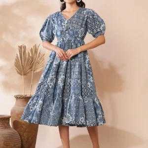 Blue Traditional Patterned Dress
